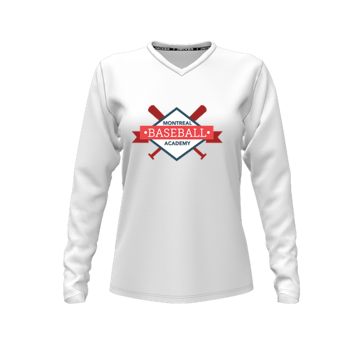 [FTLVCFWH-FYXS-LOGO1] Decker Comfort T-Shirt (Female Youth XS, White, V Neck, Logo 1, Long Sleeve)