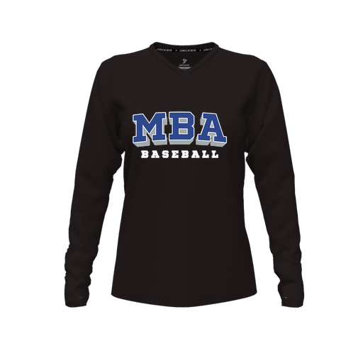 [FTLVPTBK-FYXS-LOGO2] Decker Performance T-Shirt (Female Youth XS, Black, V Neck, Logo 2, Long Sleeve)