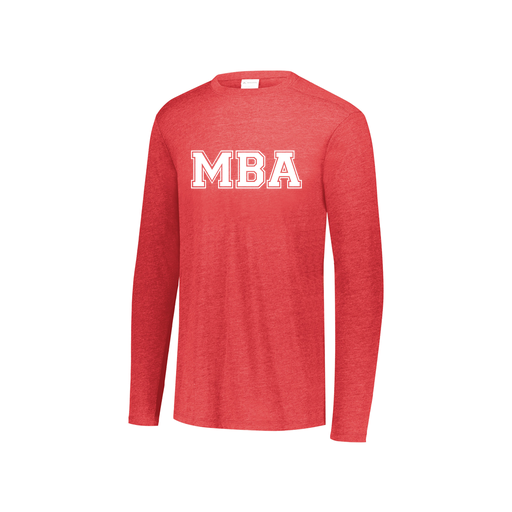 [FTLCUBRD-YS-LOGO3] Decker Youth Tri-Blend T-Shirt - Long Sleeve (Youth S, Red, Logo 3)